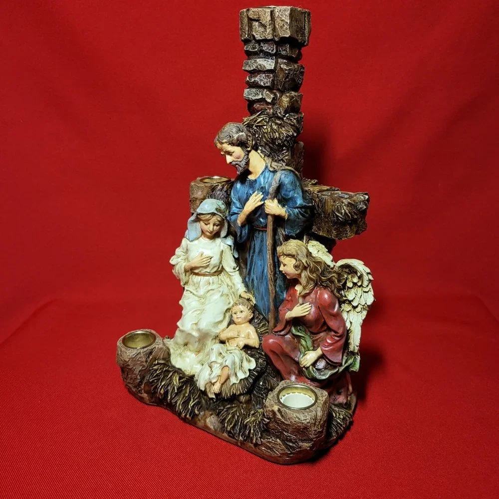 Nativity 5 Candle Holder Christmas Centerpiece Decor